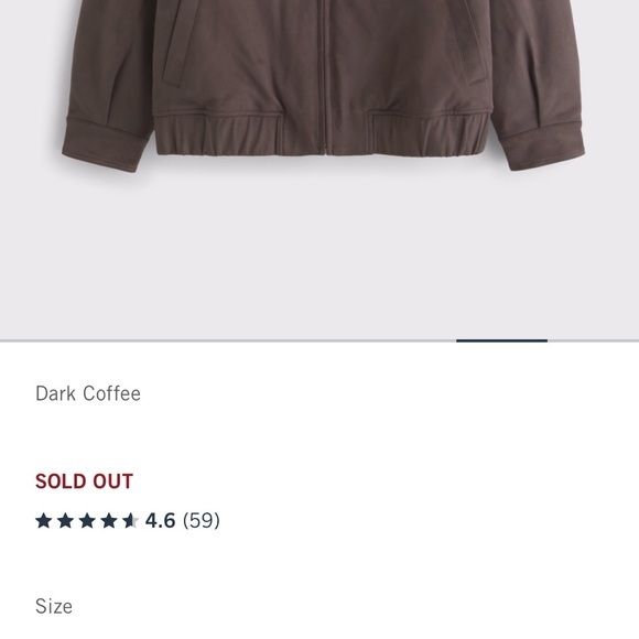 NWT A&F Vegan Suede Bomber Jacket - Picture 5 of 5